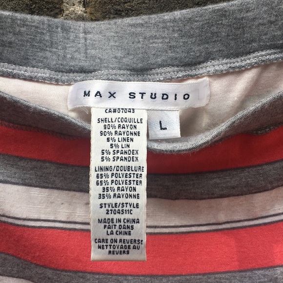 Max Studio, Striped Pencil Skirt, Coral, Large - Picture 6 of 11